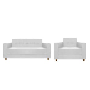 Kit Sofá 2 Lugares E Poltrona Denver Suede - Cor Branco