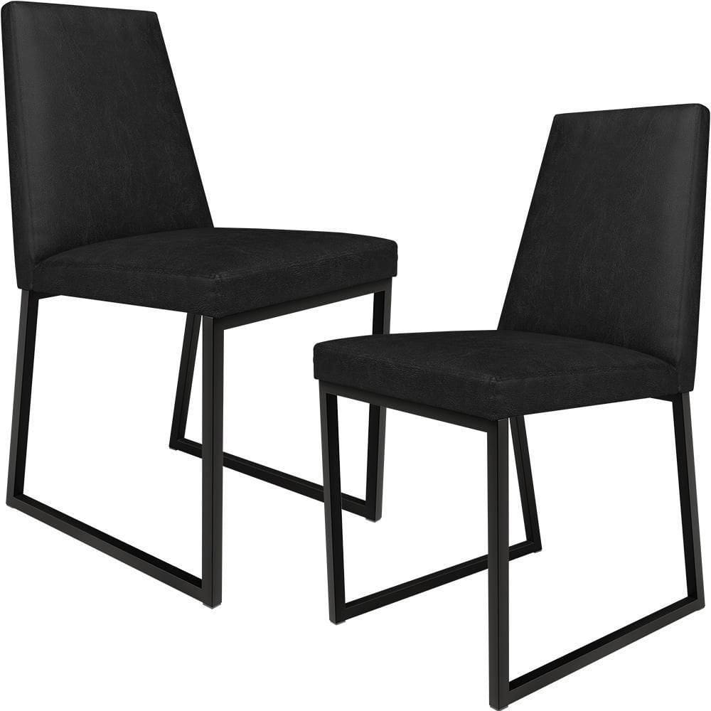 Kit 02 Cadeirass Estofada Para Sala De Jantar L02 Preto