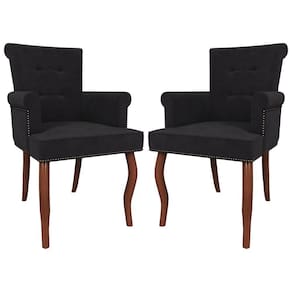 Kit 02 Cadeiras Sala De Jantar Belford Pés Madeira Veludo Preto G48 - Gran Belo