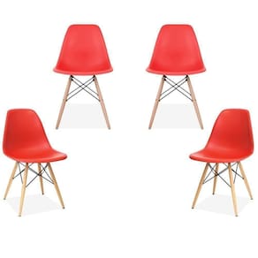 Kit 04 Cadeiras Eiffel Charles Eames F03 Vermelho