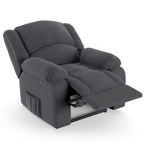 Poltrona Do Papai Reclinável Pietra Power Touch Usb Fh9 Veludo Cinza - Mpozenato