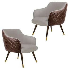 Kit 2 Poltronas Duo New Bronze Linho Bege Corano Marrom