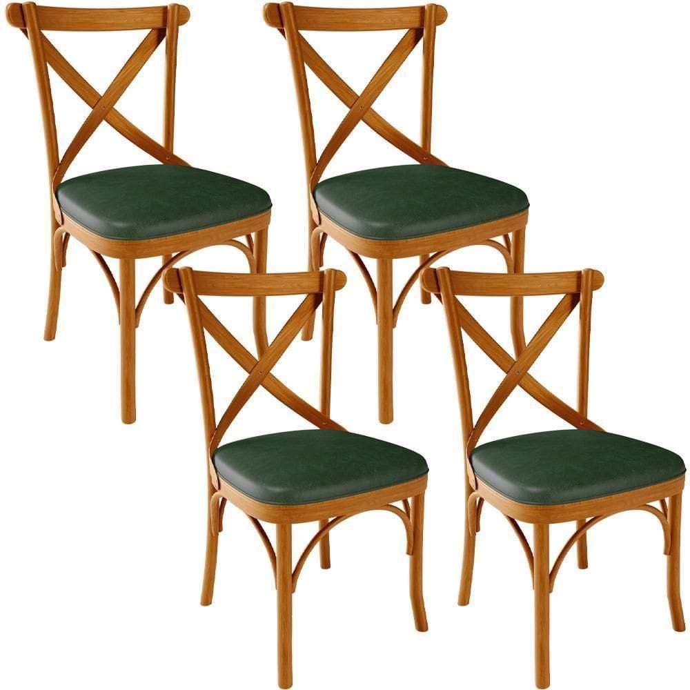 Kit 04 Cadeiras Para Sala De Jantar E Estar Living Estofada ávila L02 Couríssimo Verde Musgo - Lyam