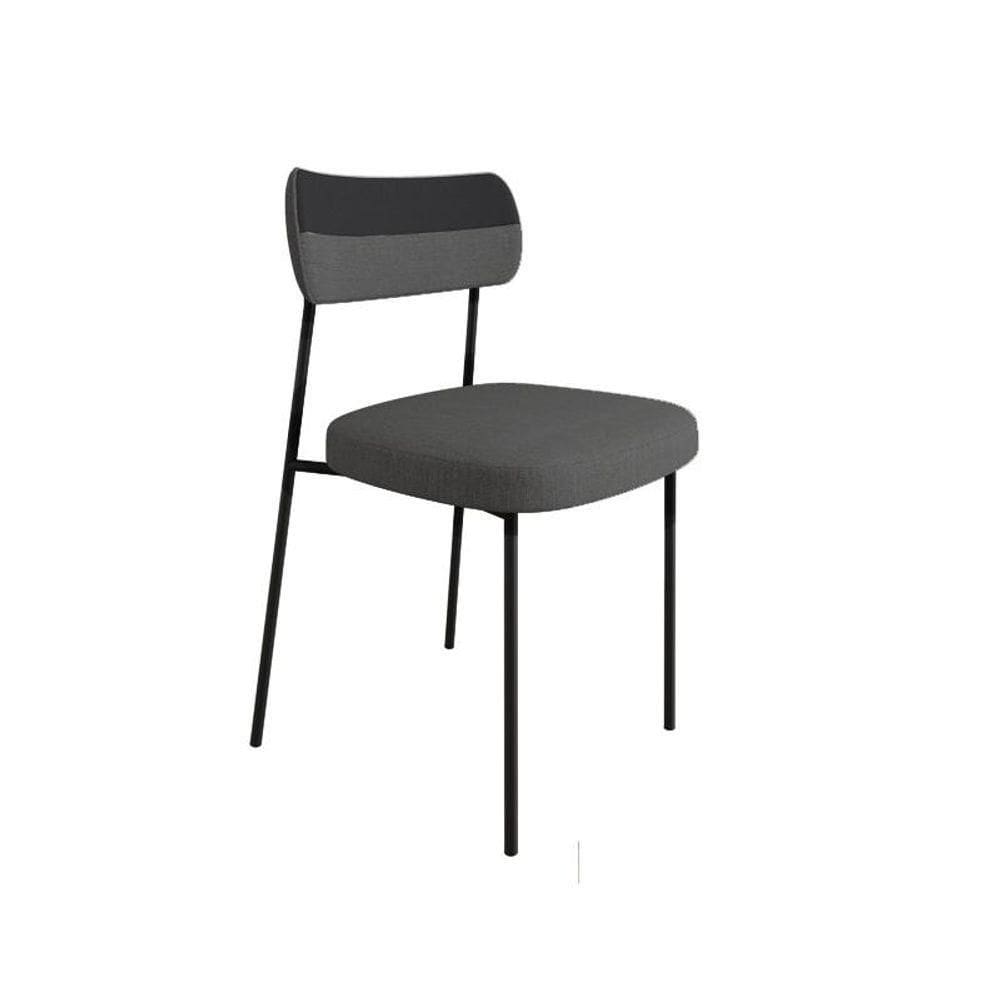 Cadeira Decorativa Estofada Sala De Jantar Mila Preto/Linho Cinza - Fdecor