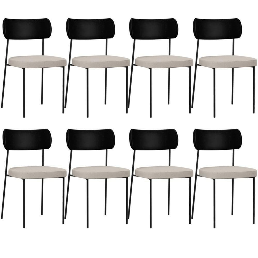 Kit 08 Cadeiras Para Sala De Jantar Melina L02 Preto Cru