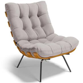 Poltrona Decorativa Costela L02 Linho Bege - Lyam Decor