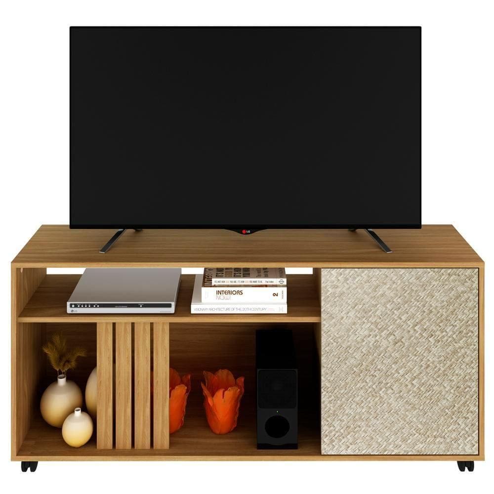 Rack 1 Porta Para Tv 42 Polegadas 136cm R1481 Natural Palha Tecno Mobili Natural Palha