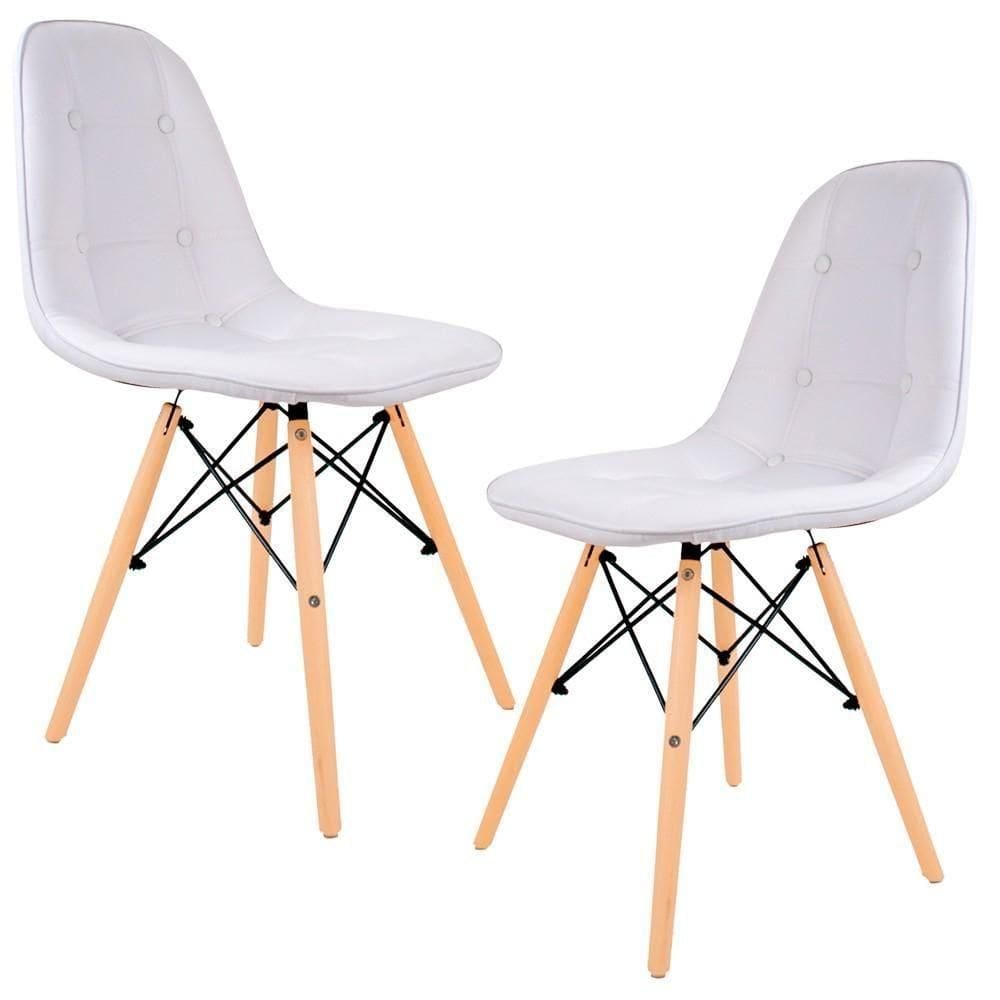 Kit 02 Cadeiras Eiffel Charles Eames Dsw Botonê E01 Branco