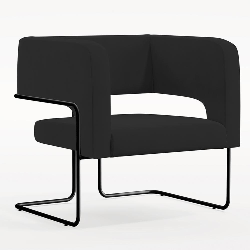 Poltrona Base De Aço Preto Veludo Preto C-300