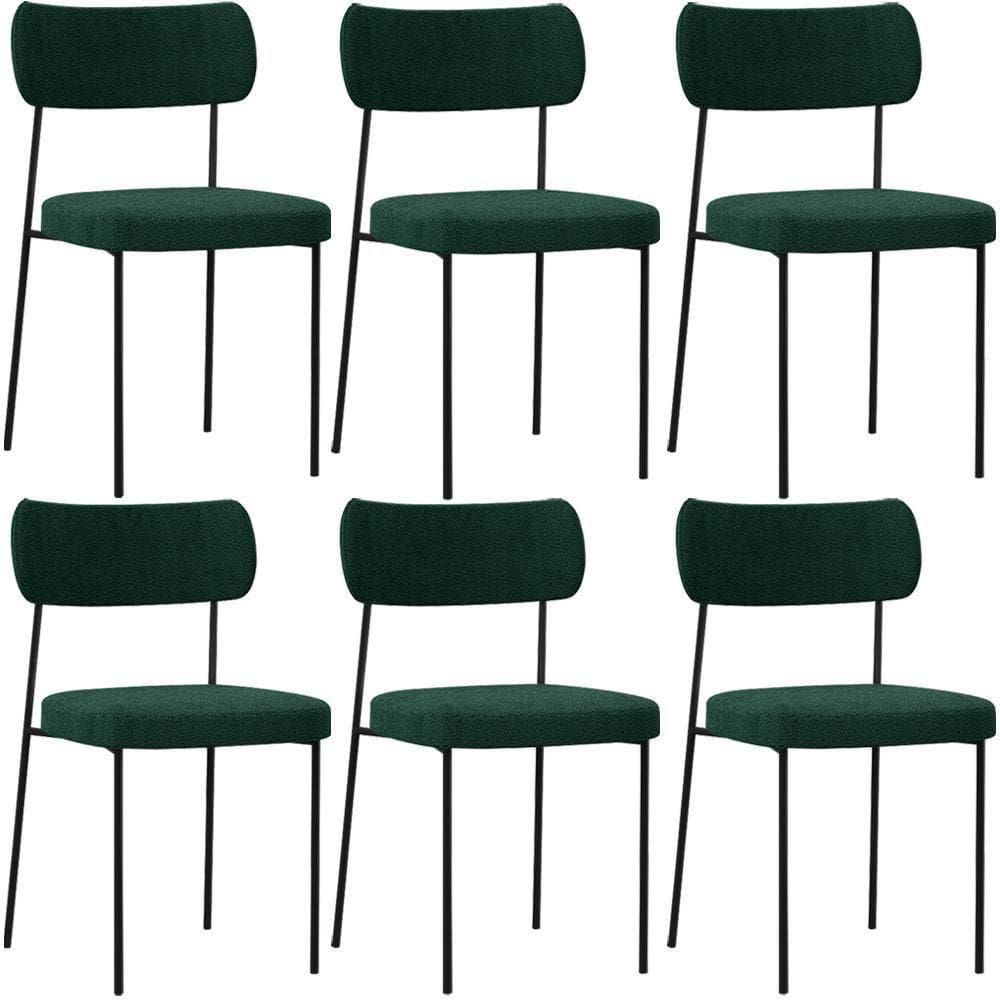 Kit 06 Cadeiras Estofadas Para Sala De Jantar Bouclê Verde