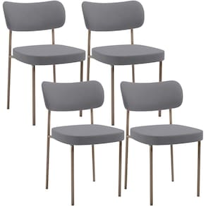 Kit 04 Cadeiras Decorativa Estofada Para Sala De Jantar Melina Base Arena L02 Suede Cinza - Lyam Decor