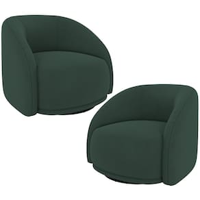 Kit 02 Poltronas Decorativas Giratória Angelina M03 Veludo Verde Musgo - Lyam Decor