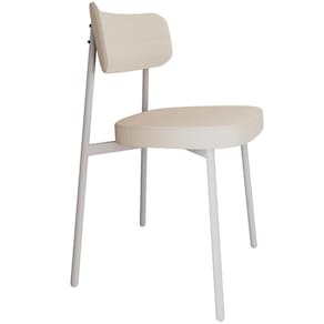 Cadeira Estofada Para Sala De Jantar Astrid Branco C01 Linho Palha - Lyam Decor