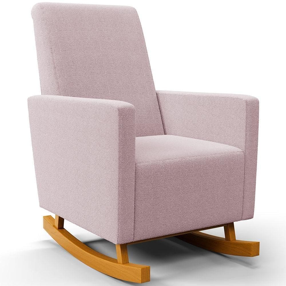 Poltrona De Amamentação Com Balanço Ravena W01 Bouclê Rosê - Lyam Decor