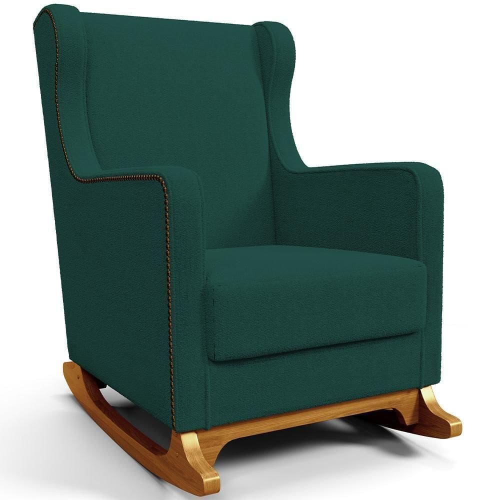 Poltrona De Amamentação Com Balanço Mavie L02 Bouclê Verde - Lyam Decor