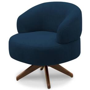 Poltrona Decorativa Giratória Sala De Estar Living Seven F04 Veludo Azul - Lyam Decor