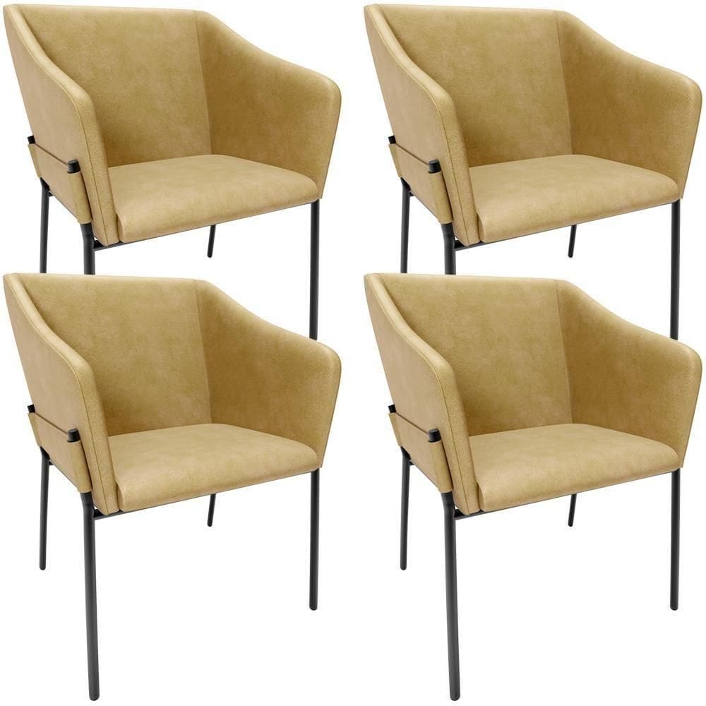 Kit 4 Cadeiras Para Sala De Jantar Estar Living Olívia L02 Couríssimo Fendi - Lyam Decor