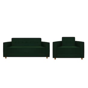 Kit Sofá 2 Lugares E Poltrona Denver Suede - Cor Verde