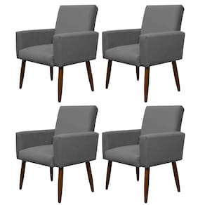 Kit 4 Poltronas Decorativa Sala E Quarto Nina Suede Herrero Cor:cinza