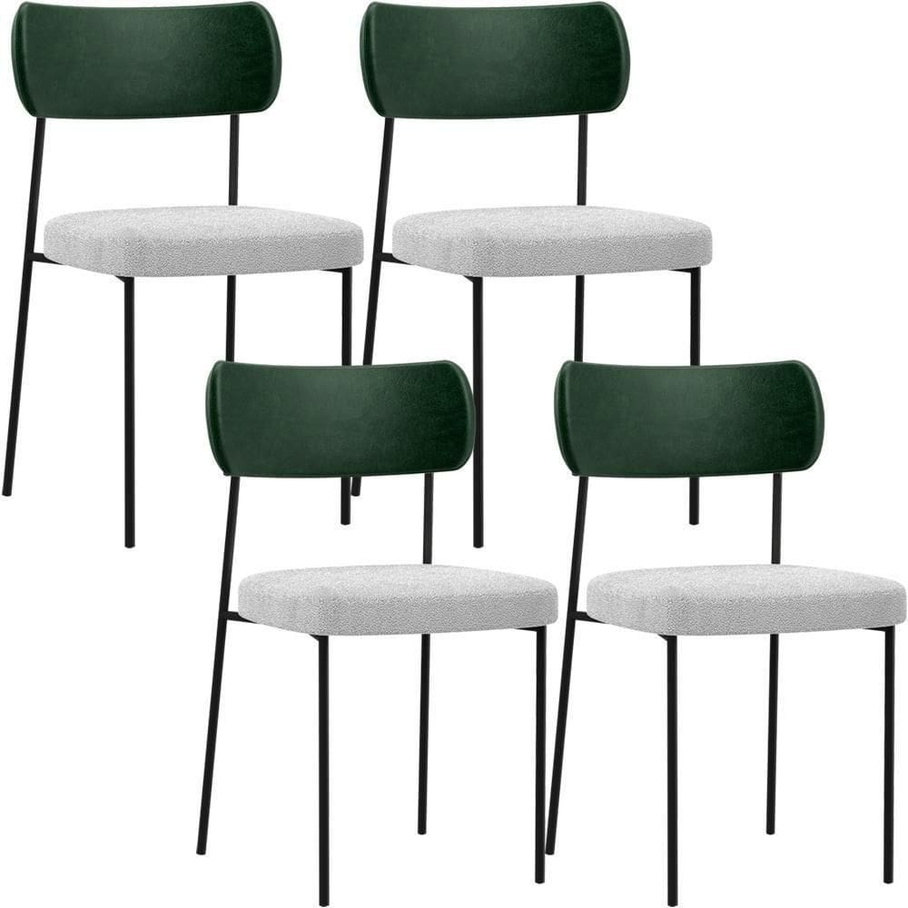 Kit 04 Cadeiras Sala De Jantar L02 Verde Musgo Bouclê Cinza
