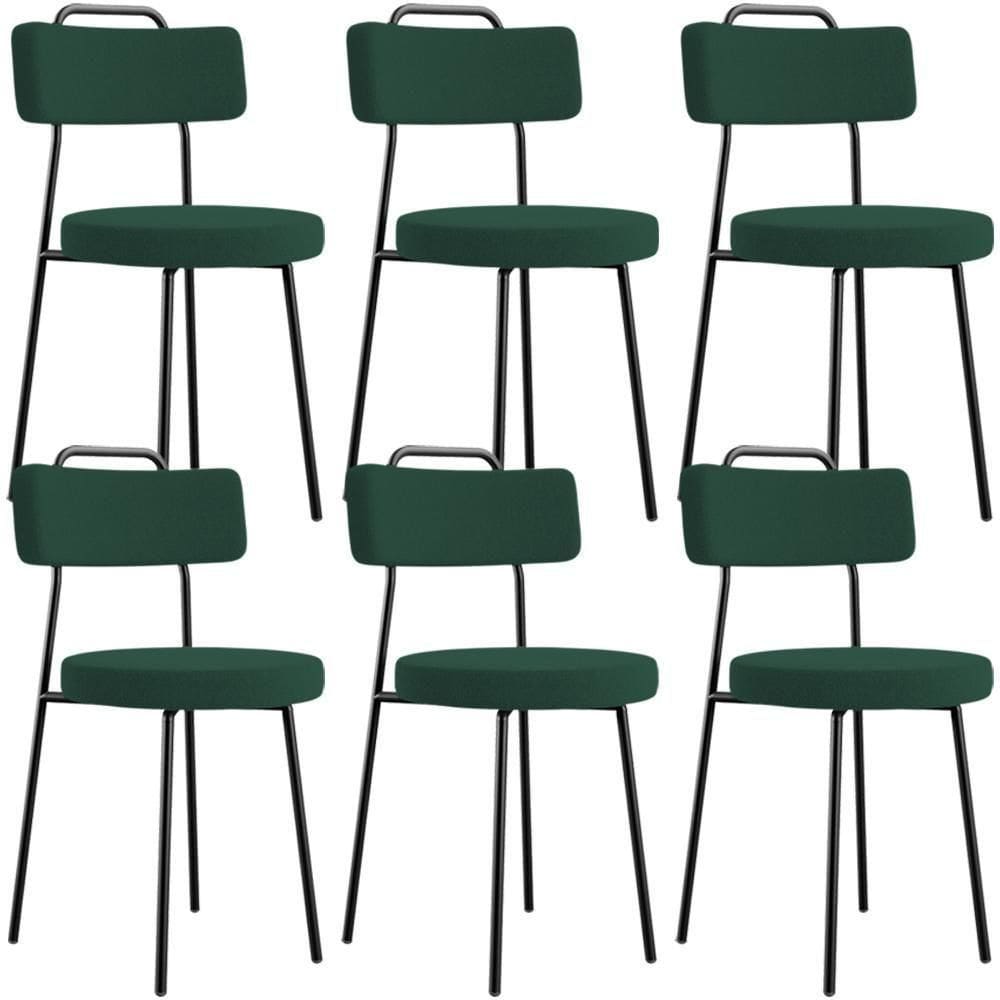 Kit 06 Cadeiras Decorativas Estofada Para Sala De Jantar Barcelona L02 Bouclê Verde - Lyam Decor