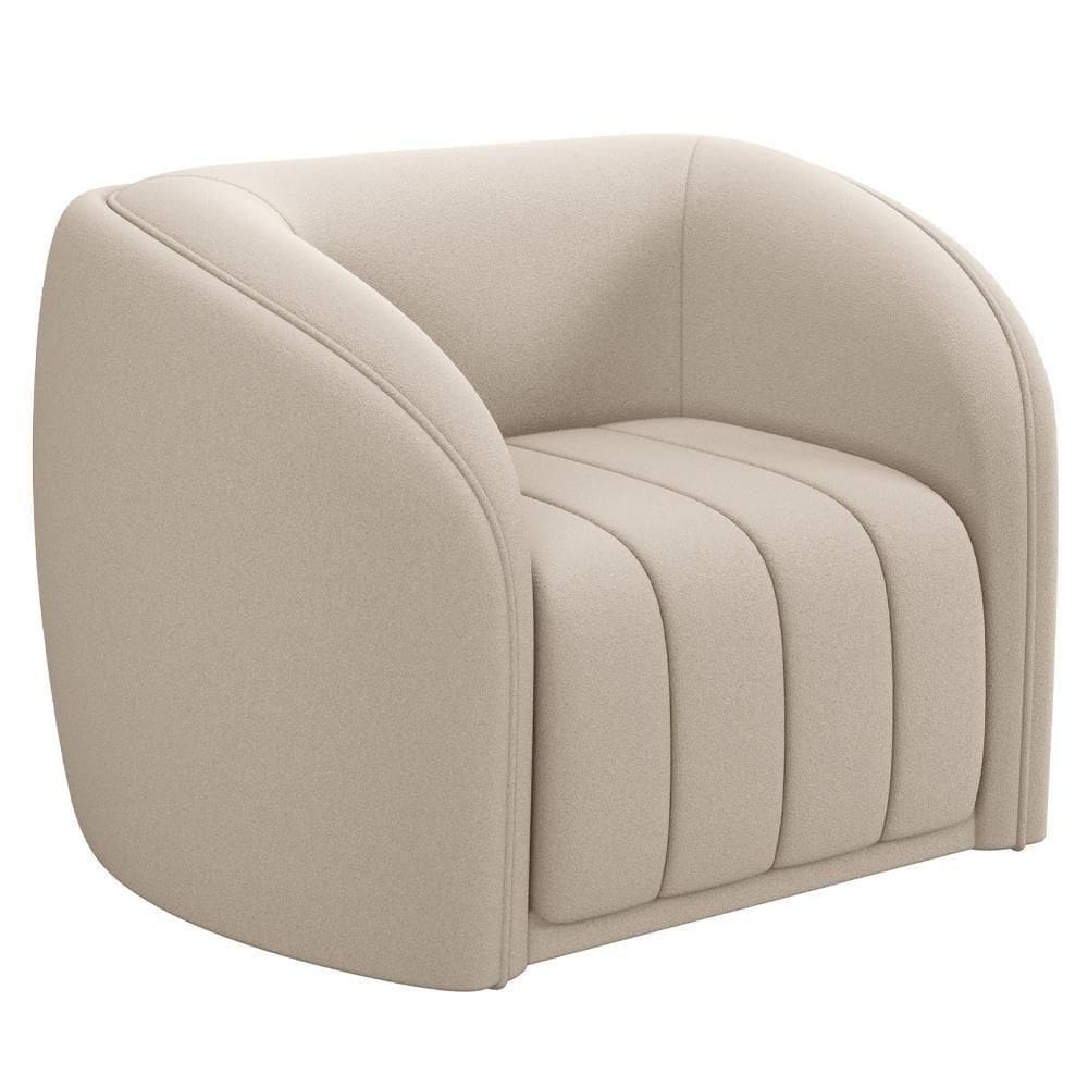 Poltrona Decorativa Para Sala De Estar Lazio M03 Veludo Bege - Lyam Decor