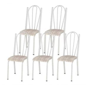 Kit 05 Cadeiras Tubular Branca 021 Assento Rattan Branca Rattan