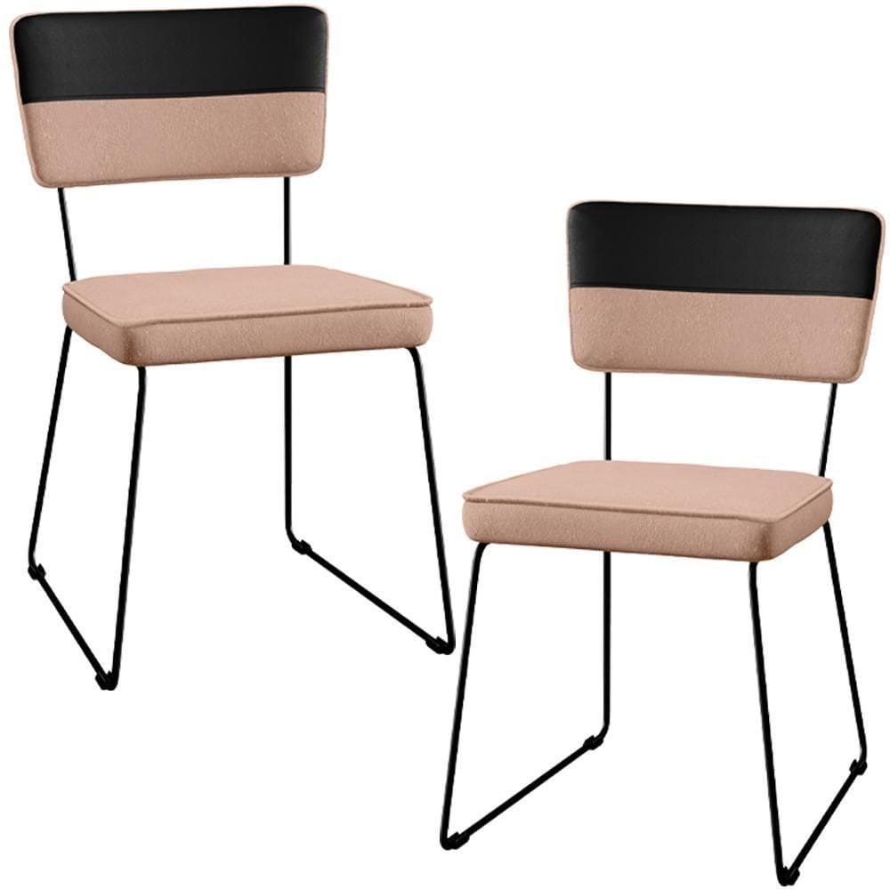 Kit 02 Cadeiras Allana L02 Faixa Preto Rosê