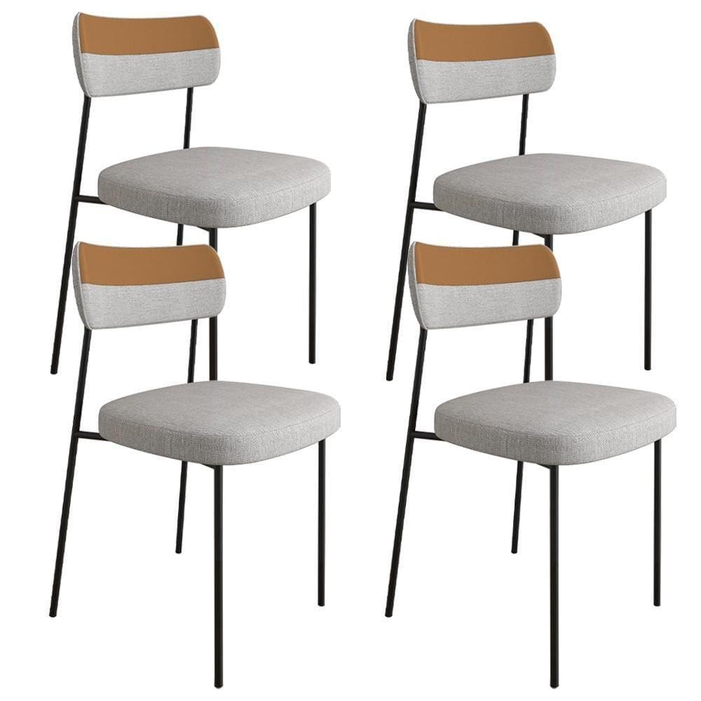 Kit 4 Cadeiras Estofadas Cinza Couríssimo Caramelo
