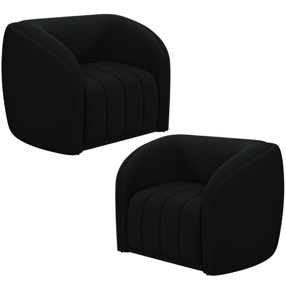 Kit 2 Poltronas Decorativa Para Sala Lazio M03 Veludo Preto - Lyam Decor