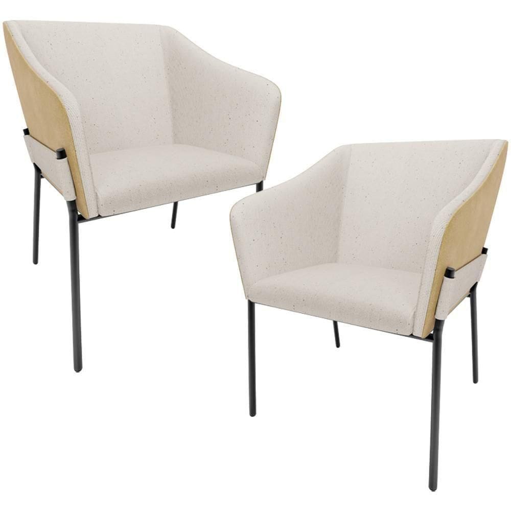 Kit 2 Cadeiras Para Sala De Jantar Estar Living Olívia L02 Linho Cru Couríssimo Fendi - Lyam Decor