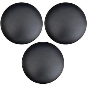 Kit 03 Assentos Redondo Banqueta Cadeira Estofados Poltronas H02 Corino Preto 25 Cm - Lyam Decor