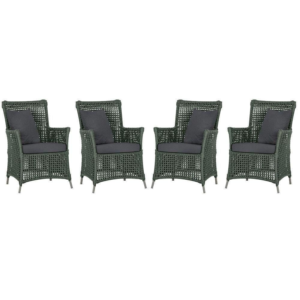 4 Poltronas Igapó Alumínio Pintura Fendi Corda Náutica E11 Verde