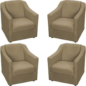 Kit 4 Poltronas Mila Pé De Plástico Cromado - Nude Suede
