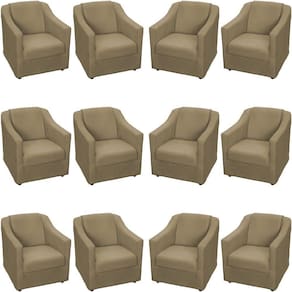 Kit 12 Poltronas Mila Pé De Plástico Cromado - Nude Suede