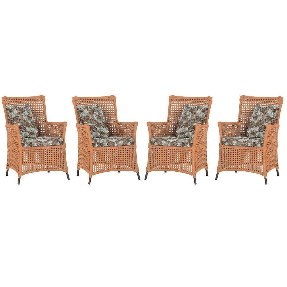 4 Poltronas Igapó Alumínio Pintura Marrom Corda Náutica E6 Terra Cota