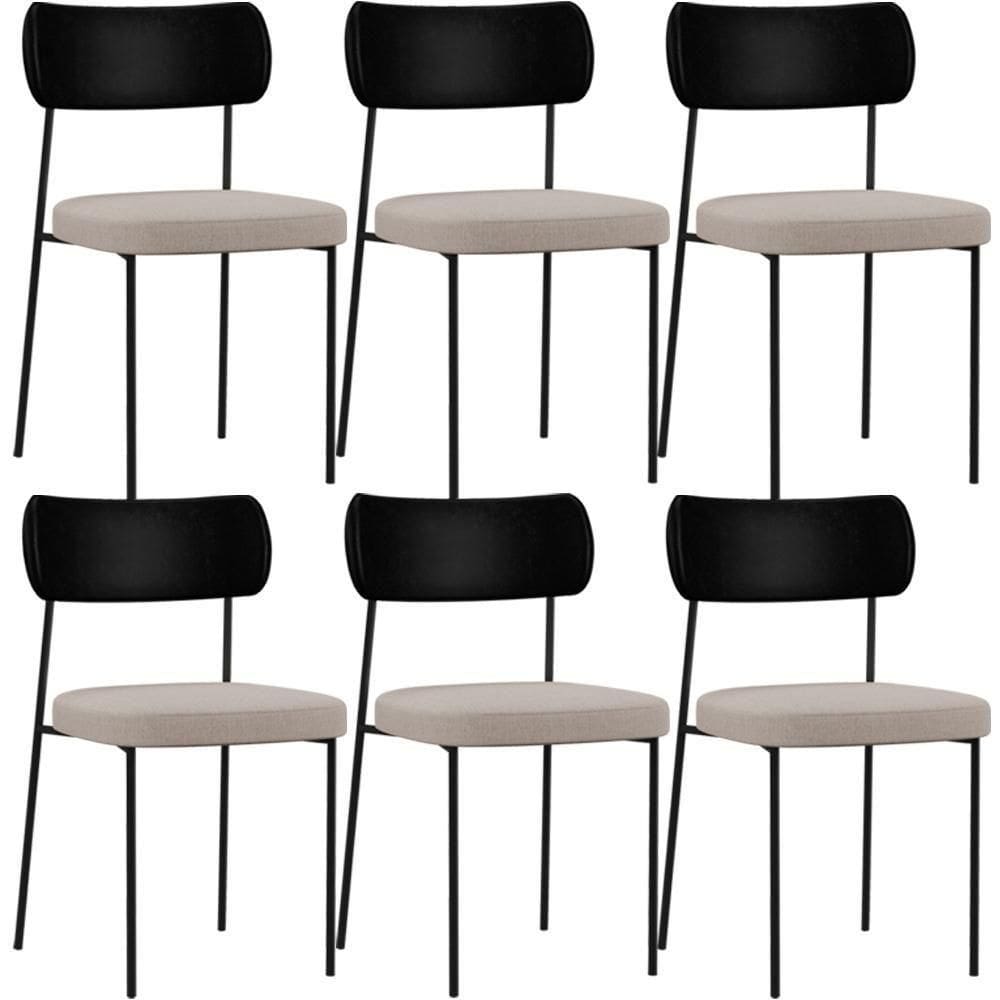 Kit 06 Cadeiras Para Sala De Jantar Melina L02 Preto Bege
