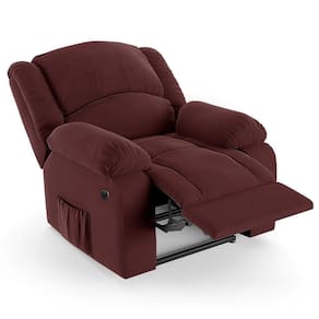 Poltrona Do Papai Reclinável Pietra Power Elétrica Usb Fh9 Veludo Vinho - Mpozenato