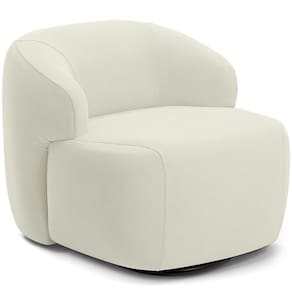 Poltrona Decorativa Orgânica Giratória Living Barolo L06 Veludo Bege