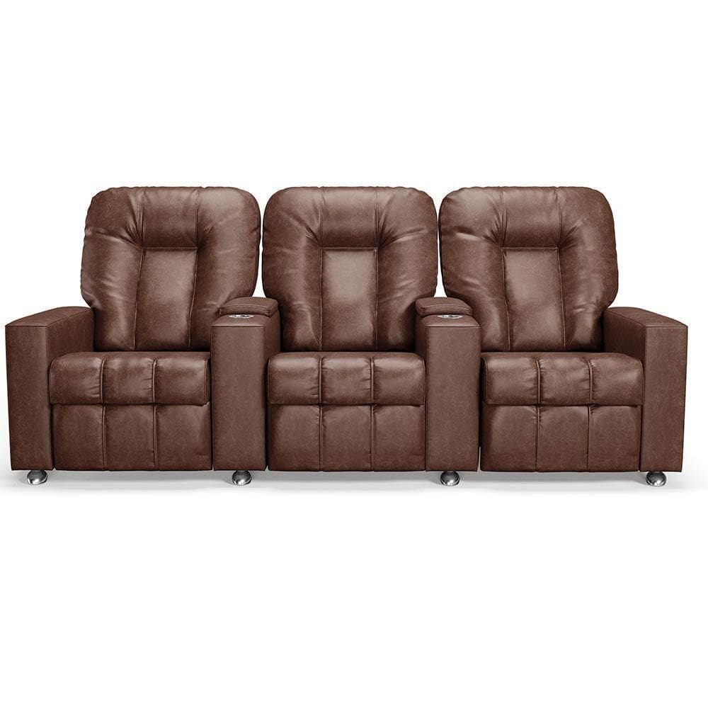 Poltrona Do Papai Reclinável 3 Lugares Sala De Cinema Arsenal Manual Pu Marrom