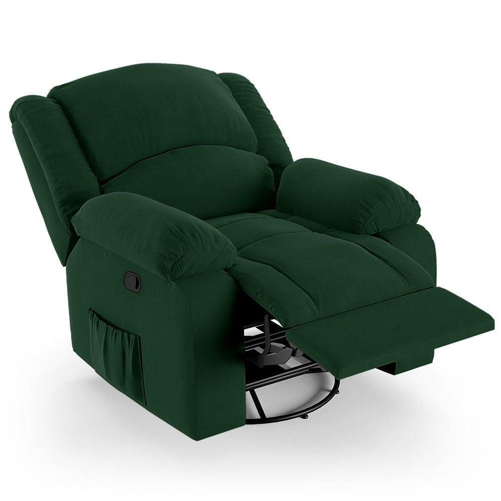 Poltrona Do Papai Reclinável Pietra Glider Giratória Fh9 Veludo Verde - Mpozenato