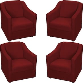 Kit 4 Poltronas Mila Pé De Plástico Cromado - Bordô Suede