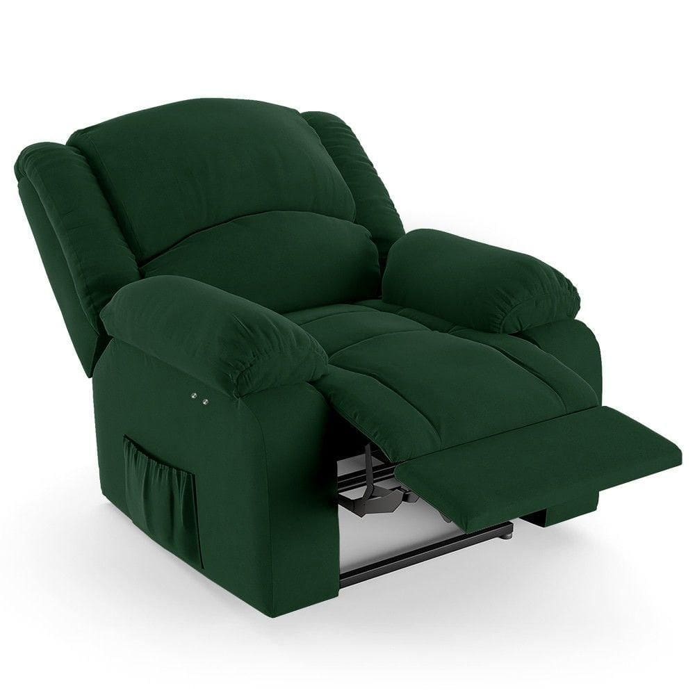 Poltrona Do Papai Reclinável Pietra Power Touch Fh9 Veludo Verde - Mpozenato