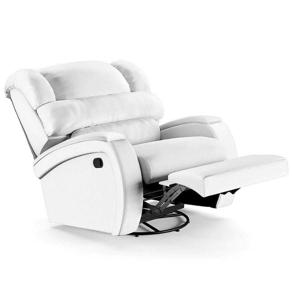 Poltrona Do Papai Reclinável Kalie Glider Giratória Massagem Fh9 Pu Branco - Mpozenato