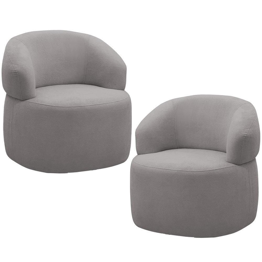 Kit 2 Poltronas Giratórias Sala De Estar Living Orgânico Carmen F04 Veludo Cinza - Lyam Decor