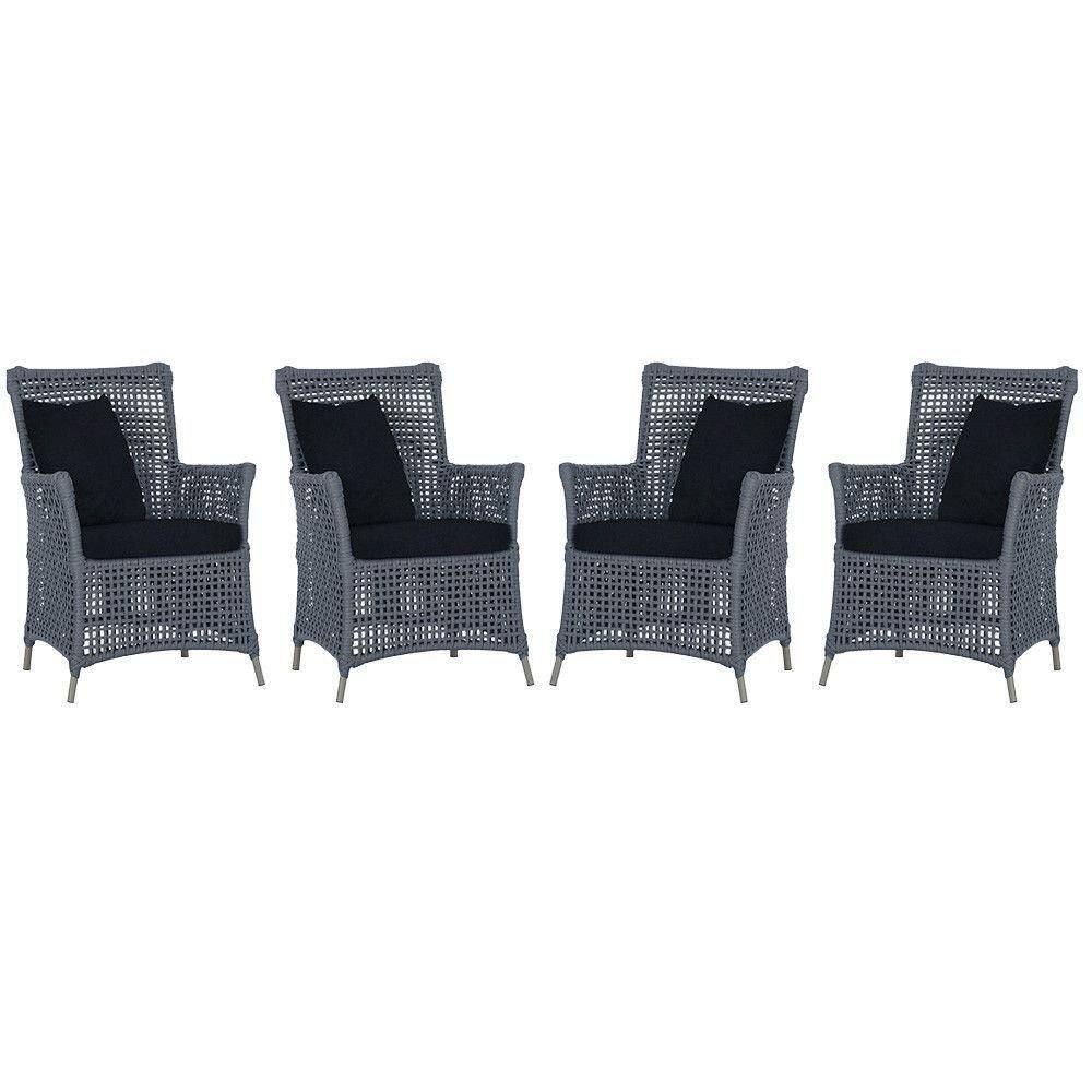 4 Poltronas Igapó Alumínio Pintura Fendi Corda Náutica E12 Prata