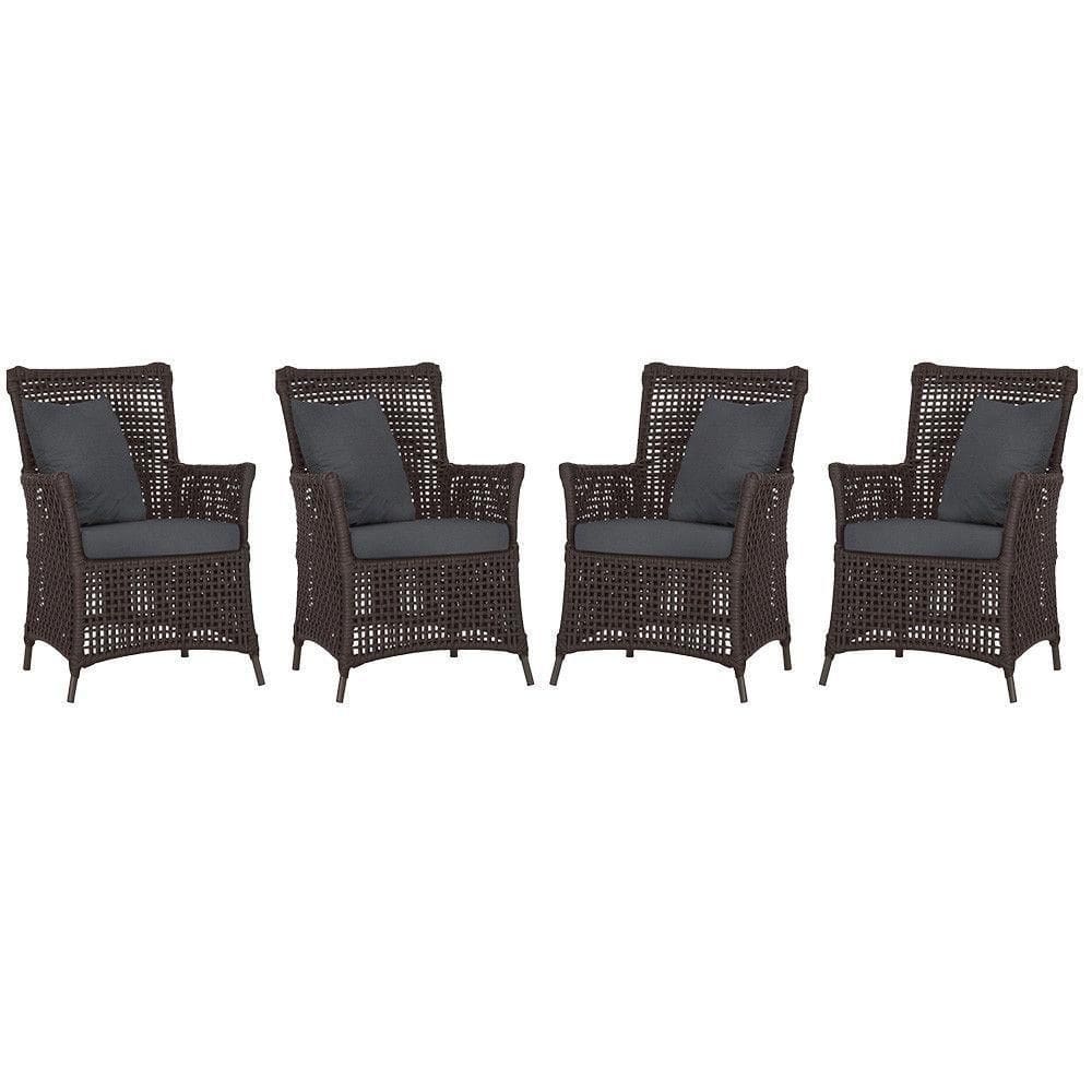4 Poltronas Igapó Alumínio Pintura Marrom Corda Náutica E11 Marrom