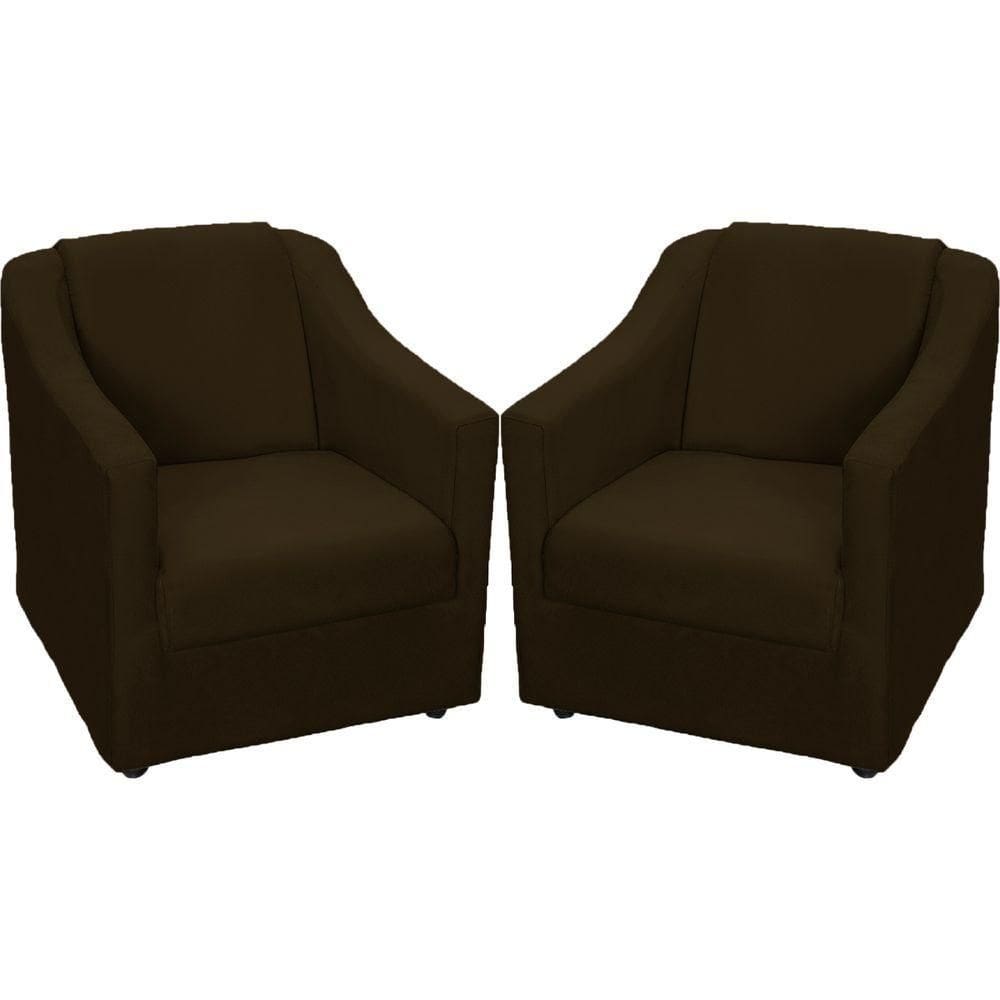 Kit 2 Poltronas Mila Pé De Plástico Cromado - Marrom Suede