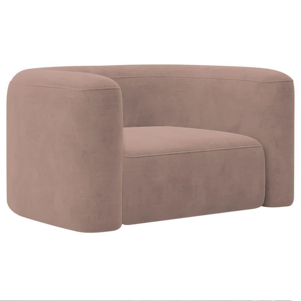 Poltrona Decorativa Sala De Estar Recepção Melina Linho Adj Decor Rosê