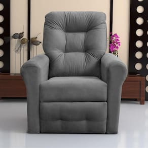 Poltrona Reclinável Para Descanso Guaíra Suede Cinza